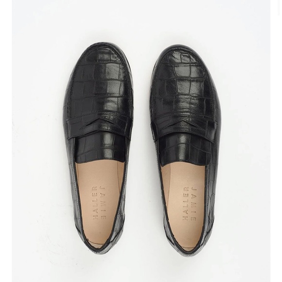 Jamie Haller Black Croc Penny Loafers, size 40 (9/9.5), very good condition - Picture 1 of 14